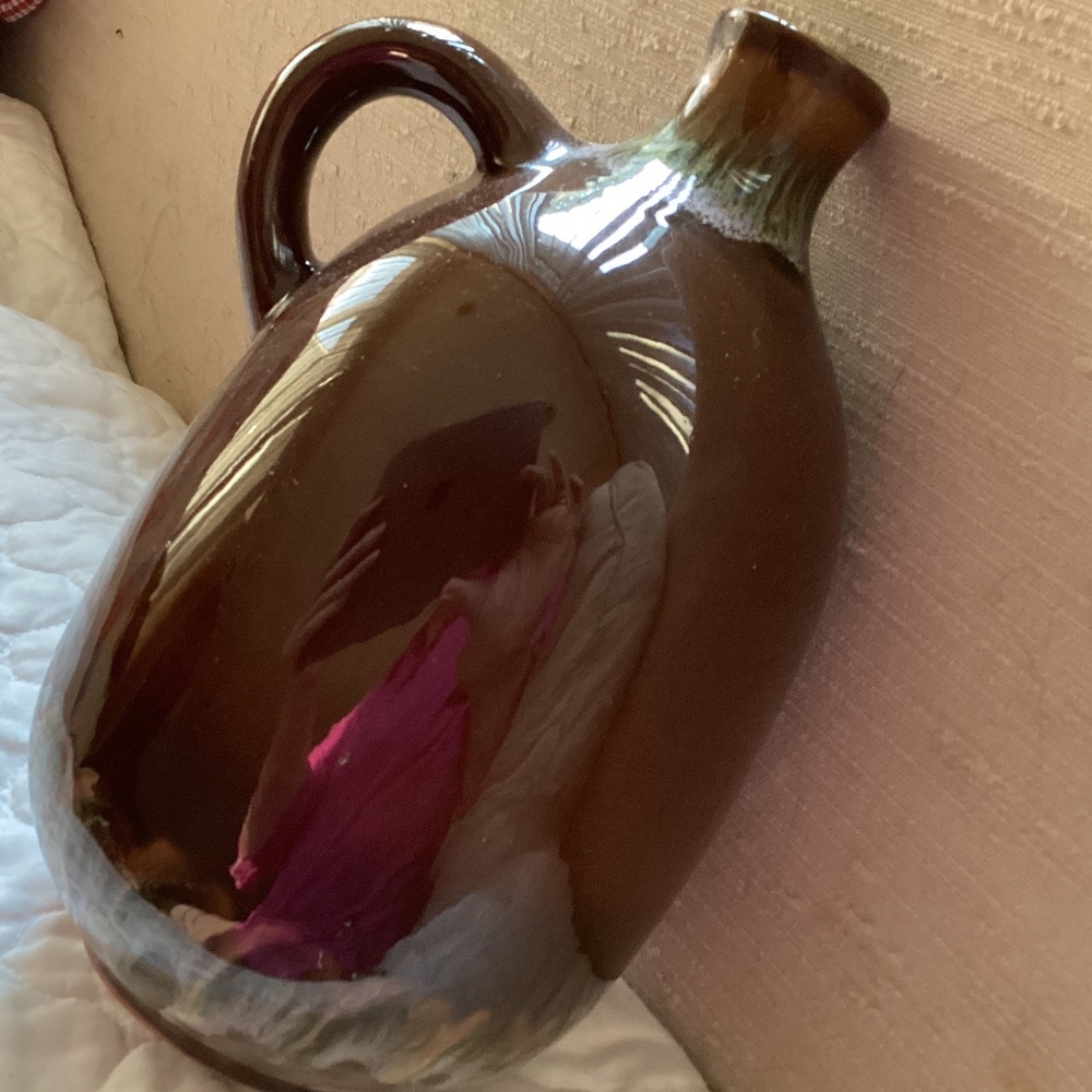 VINTAGE DRIP GLAZED POTTERY PITCHER/GOURD
